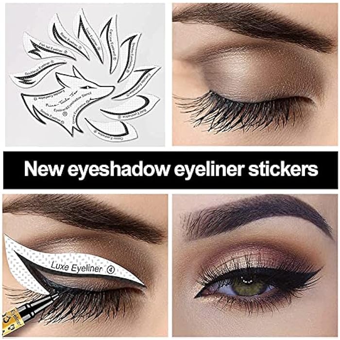 Eyeliner Eyebrow Stencil Eyeshadow Stencil Set Non-woven Materials 12 Style Eyeliner Eyeshadow Sticker Template - Image 3